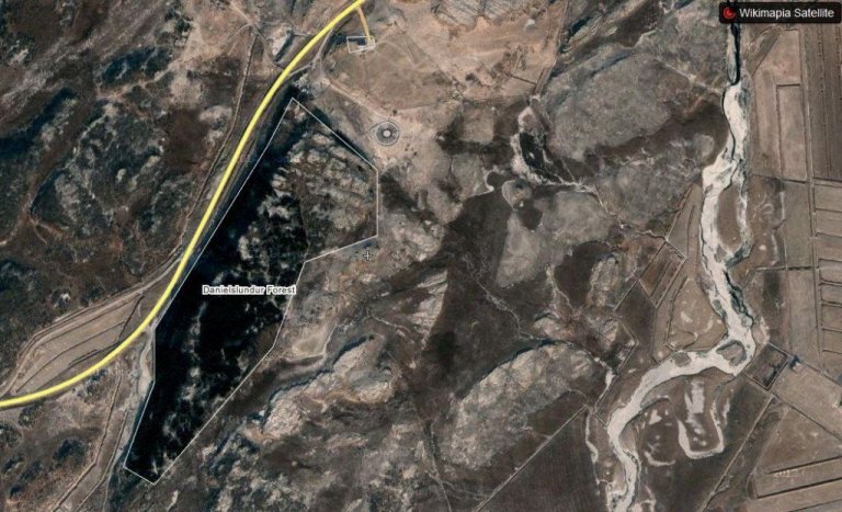 Daníelslundur úr lofti. Mynd: GoogleMaps.