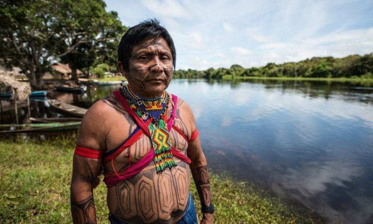 Frumbyggjahöfðinginn Arnaldo Kabá Munduruku Mynd: Fábio Nascimento/Greenpeace.