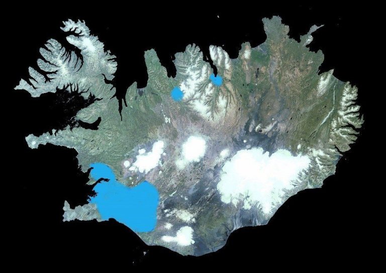 Mynd 1. Núverandi útbreiðslusvæði birkikembu.<br />
Grunnmynd: Landmælingar Íslands